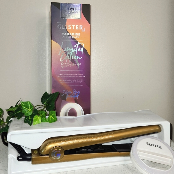 🔥FINAL💲⬇️Glister 1.25" Paradise After Dark LTD ED. Flat Iron W/ Selfie Ring - Picture 6 of 10